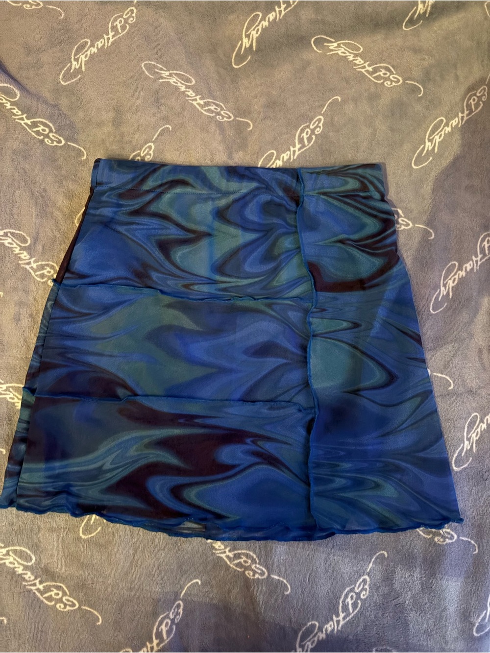 Forever 21 Blue Green Marble Print Mini Skirt